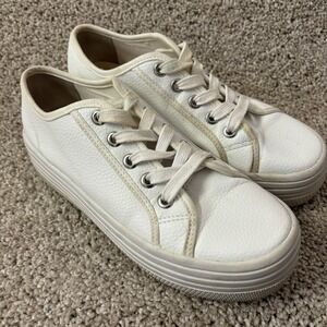 Steve‎ Madden Women's 7M White Leather Platform Sneaker Chunky